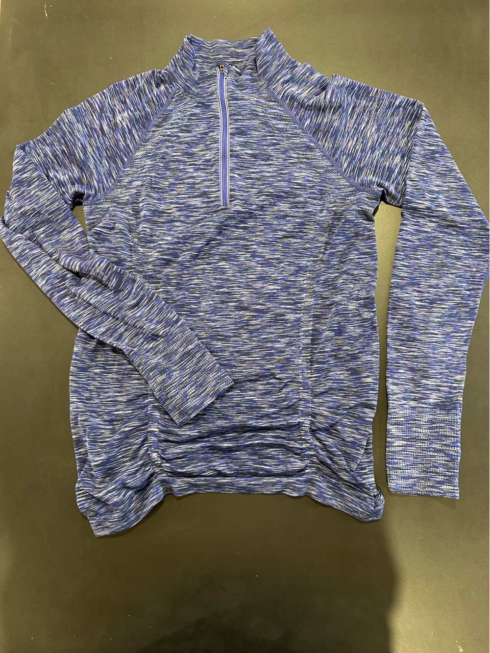 Athleta Blue and White Quarter-Zip Pullover
